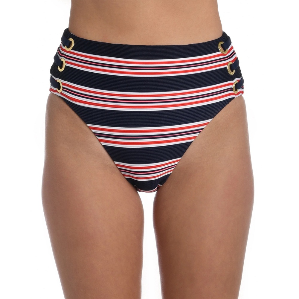 La Blanca Sailor Stripe High-Waist Bottom Size 8 Nwot